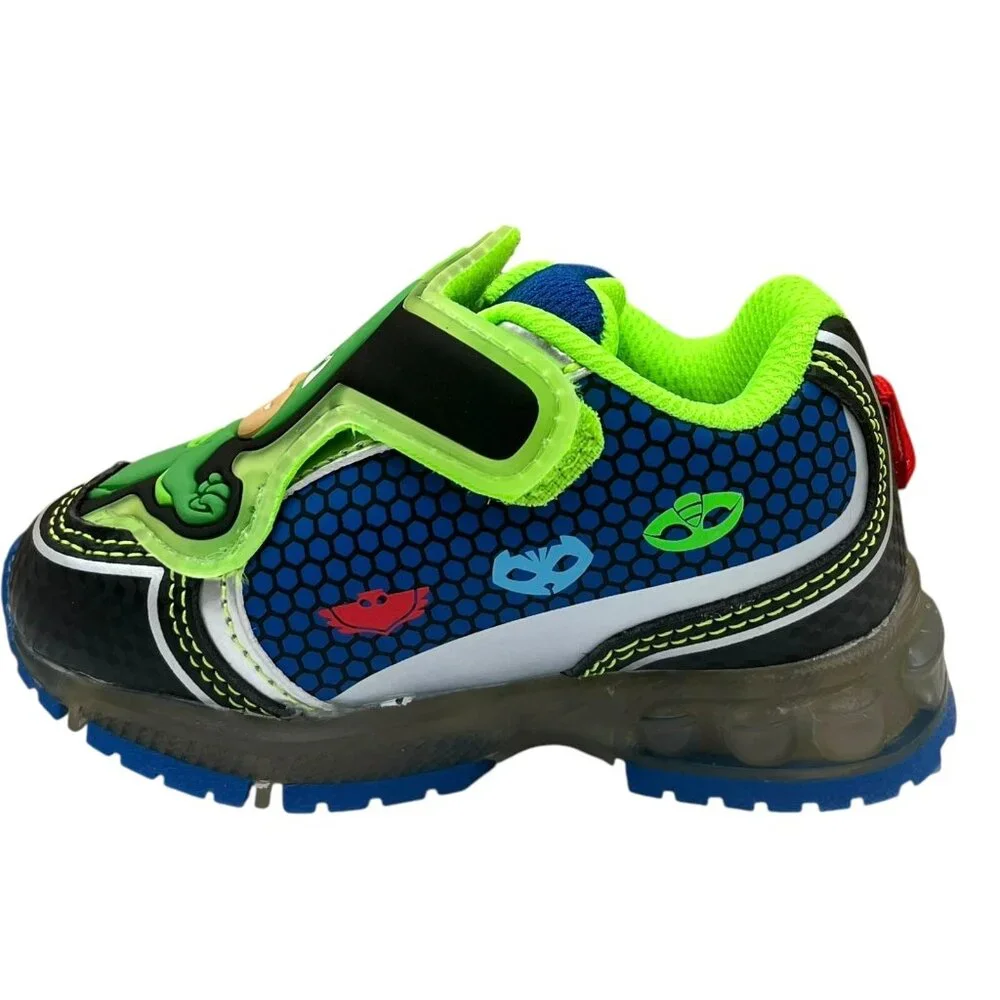 PJ Masks‎ Toddler Boy's Slip-on Sneakers Size 6 Black-Green-Blue Light-Up Shoes